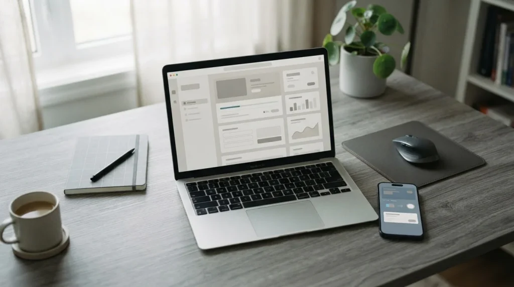 Person nutzt Laptop für Online-Banking und Sportwetten-Einzahlung per Banküberweisung