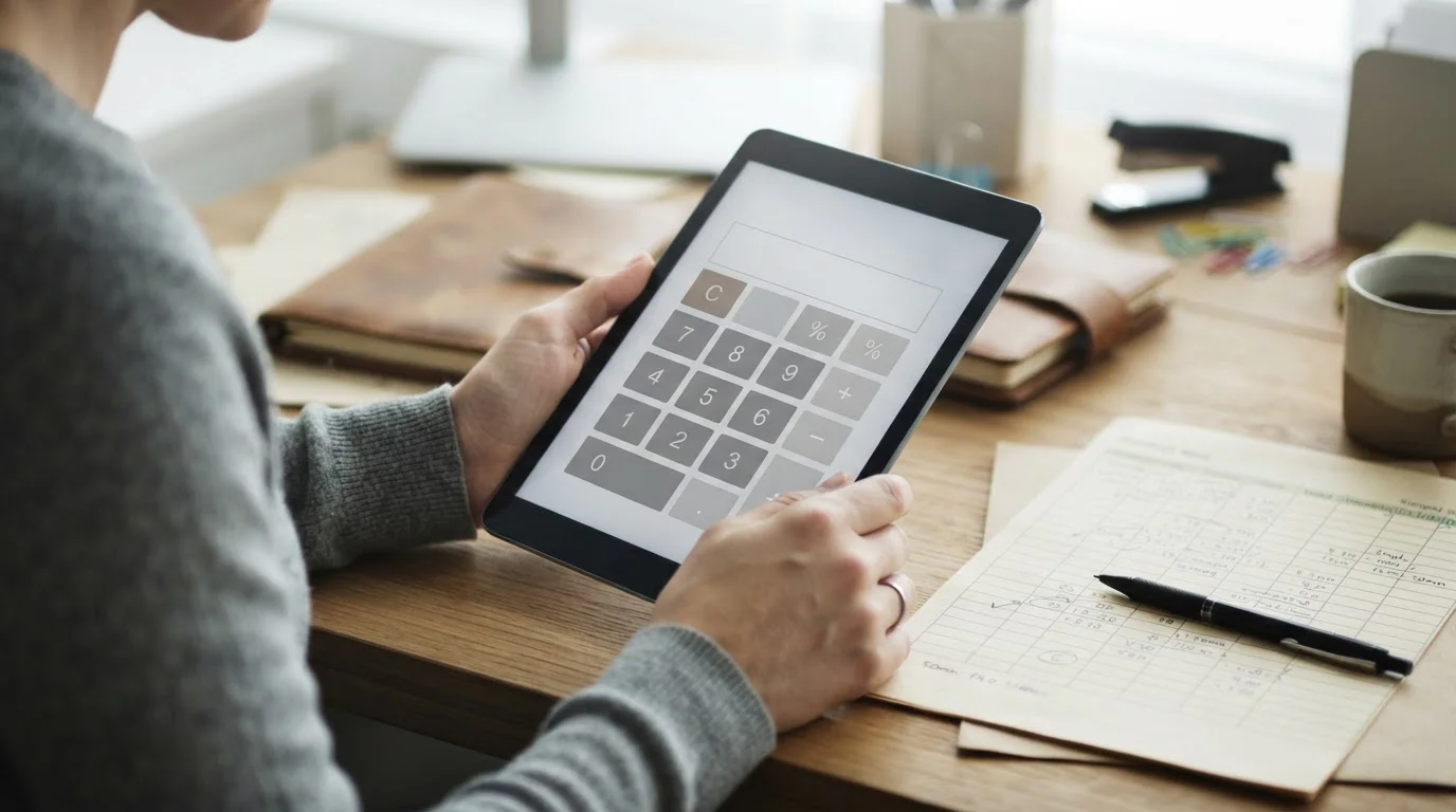 Kalkulation von Bonusbedingungen auf Tablet-Bildschirm