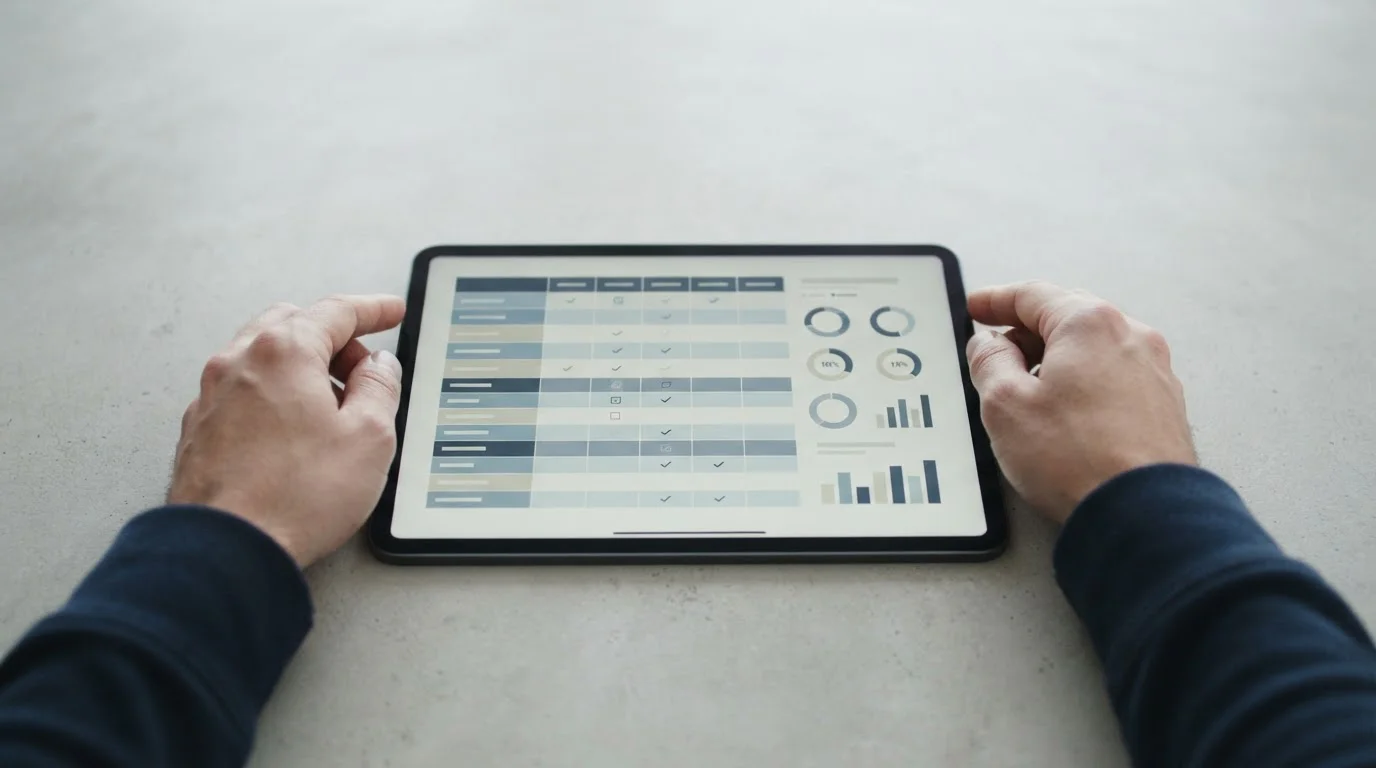 Vergleichstabelle verschiedener Wettanbieter auf Tablet-Bildschirm