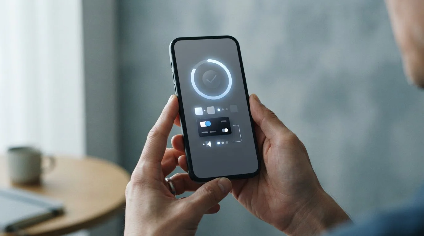 Abstrakte Darstellung eines digitalen Zahlungsvorgangs auf Smartphone