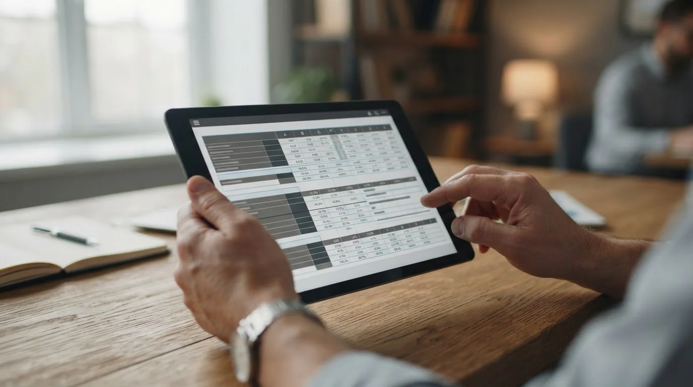 Vergleichstabelle verschiedener Sportwetten-Anbieter auf Tablet-Display