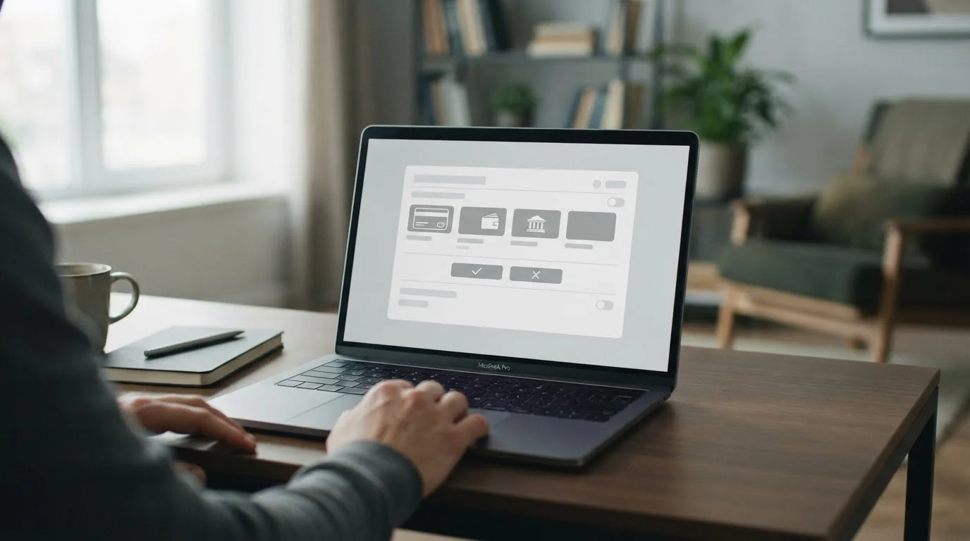 Abstrakte Darstellung digitaler Zahlungsoptionen auf modernem Interface