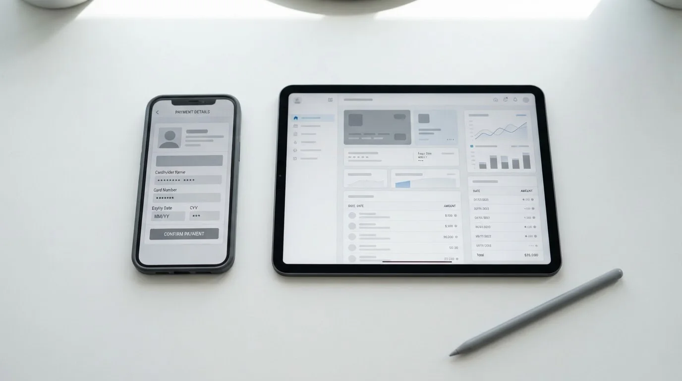 Smartphone und Tablet zeigen moderne Zahlungsschnittstellen neuer Buchmacher