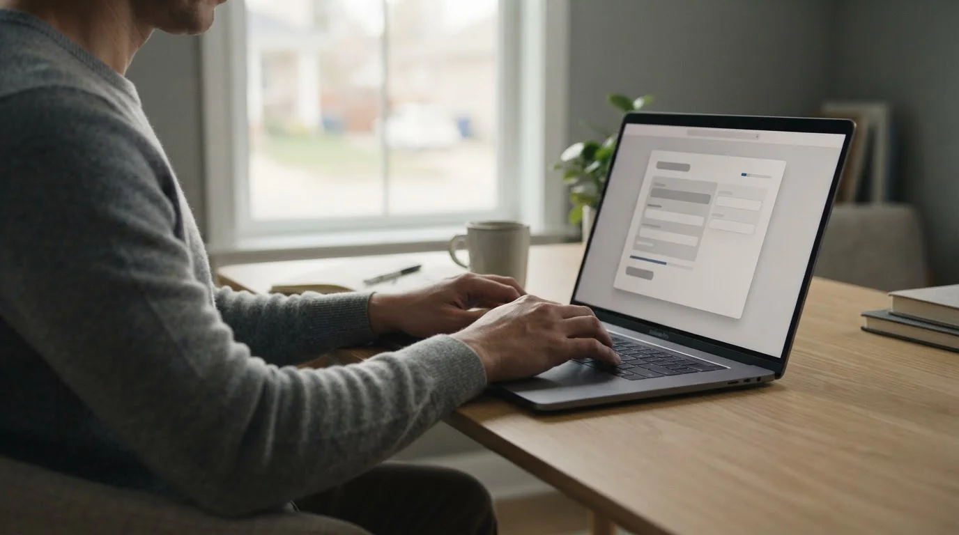 Hände am Laptop bei der Online-Zahlung, symbolisch für digitale Transaktionsmethoden