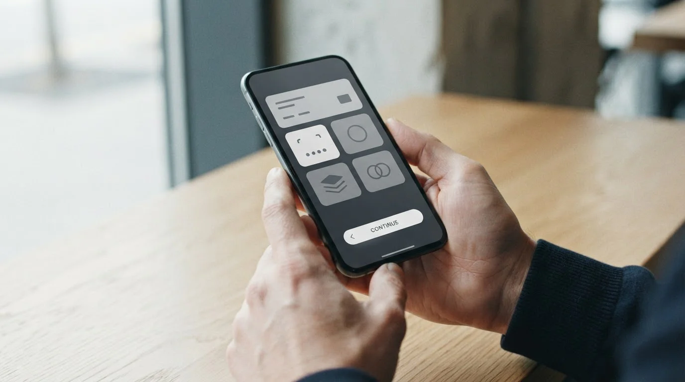 Auswahl der Zahlungsmethode auf dem Smartphone für niedrige Ersteinzahlung