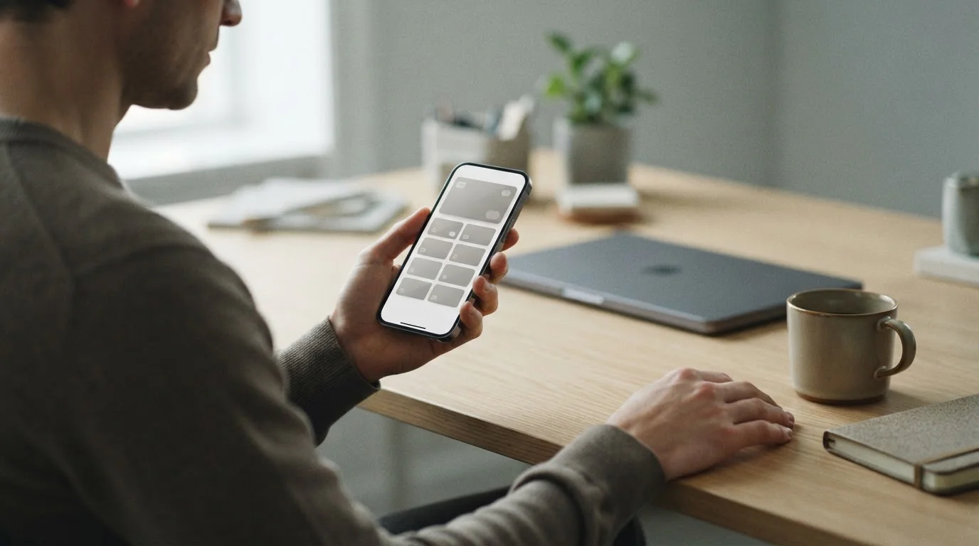 Person wählt Zahlungsmethode auf Smartphone aus